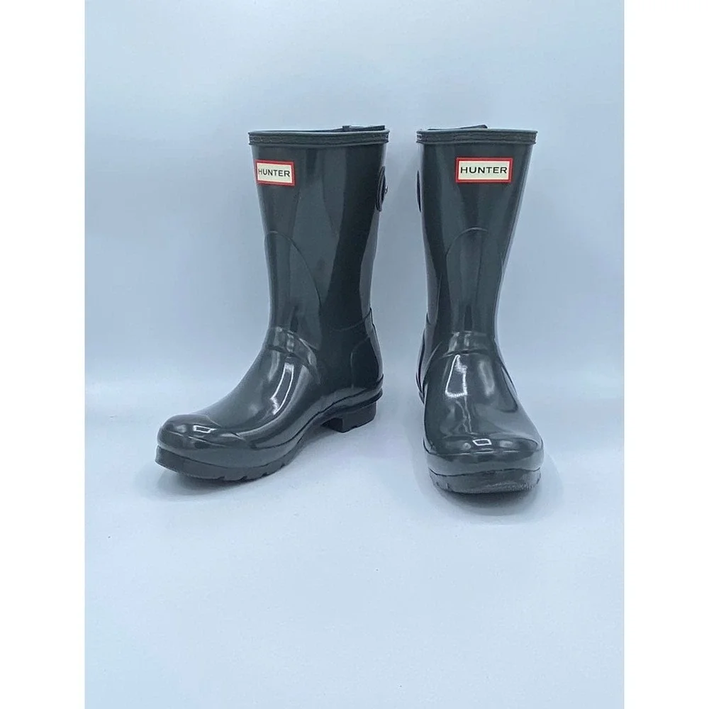6W - [NEW] Women's Hunter Short Back Adjustable Gloss Rain‎ Boots WFS1013RGL